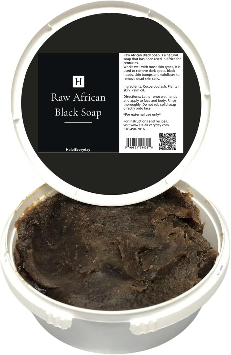Halaleveryday African Black Soap Paste 16 Oz - Made with Pure Raw African Black Soap - Free of All Chemicals