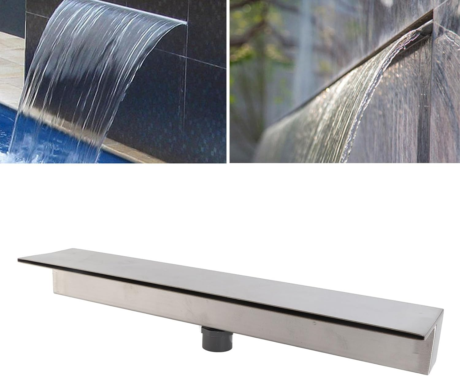 Waterfall Pool Fountain, 304 Stainless Steel Waterfall Spillway, Rectangular Outletl, Water Fall Fountain for Swimming Pool, Garden Pond, Patios, Spa Decoration (500MM) image number 5