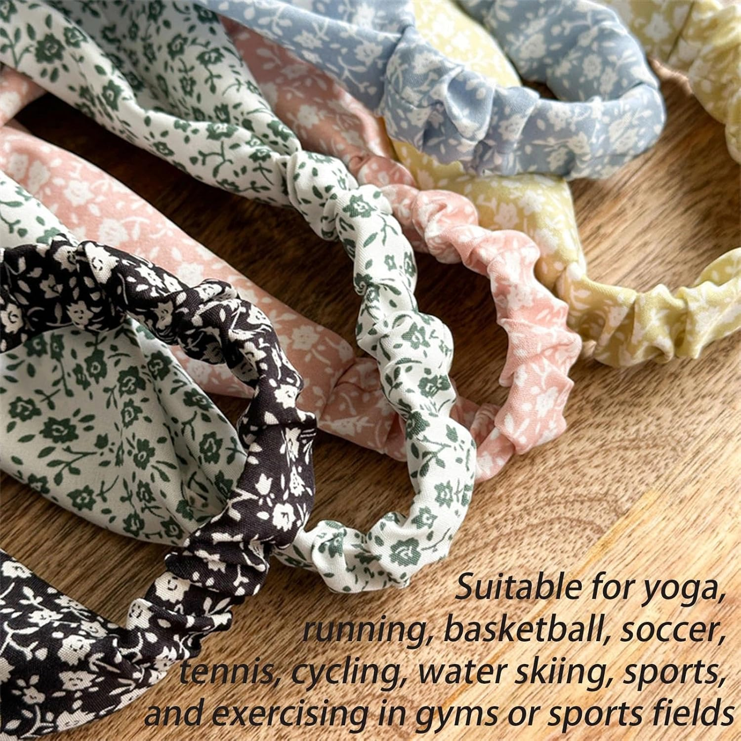 Dinghaole 4Pcs Women'S Floral Headscarf - with Elasticity, Bohemian Headscarf, Fashionable Headband That Can Also Be Placed on the Neck, Versatile for Daily Use (Four Colors) image number 6