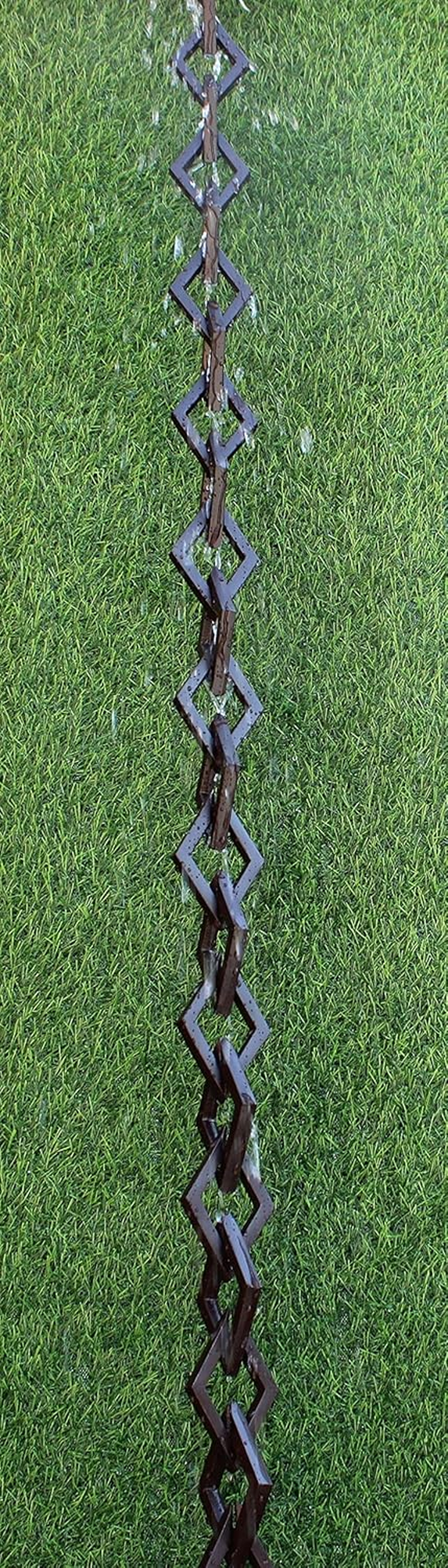 Diamond Links Rain Chain (Bronze Powder-Coat) with Installation Kit (8 Feet) image number 2