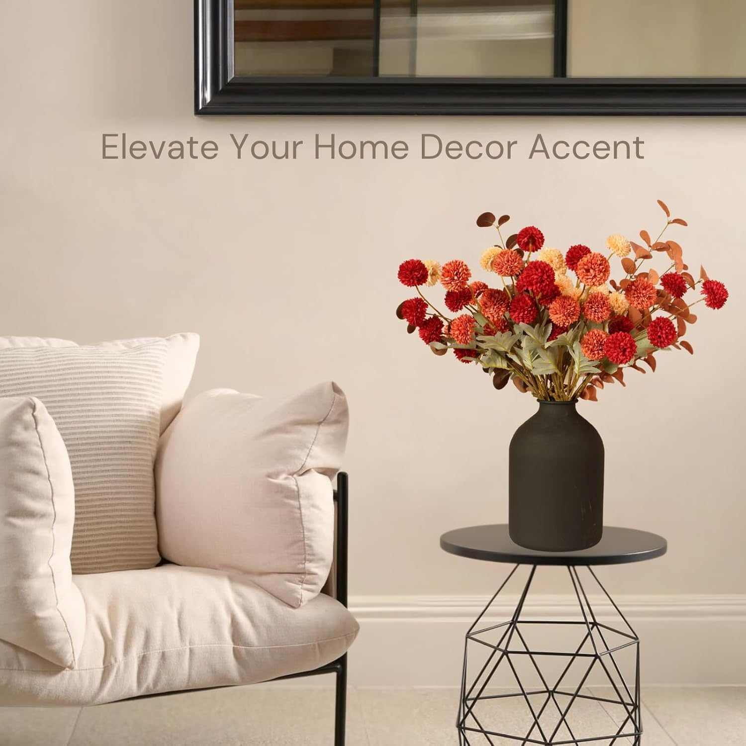 Large Black Flower Vase for Bedroom Decor Living Room Table, Black Arlo Vase Matte, Iron Metal Vases Home Decor, Wabi Sabi Decor image number 6