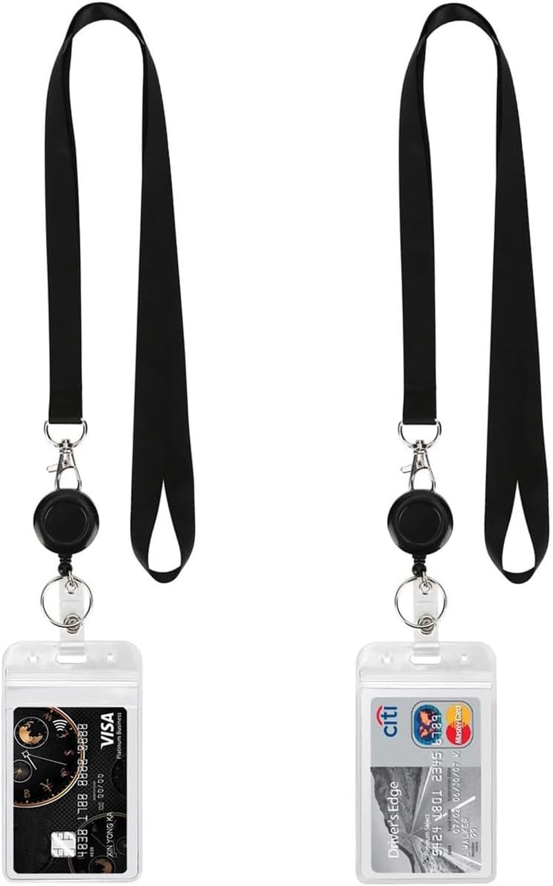 Aieve 2 Pack Retractable Id Badge Holder with Lanyard, Badge Clip Reel Vertical Quick Release and Safety，Retractable Badge Carabiner Reel Clip with Waterproof ID Cards Holders image number 3