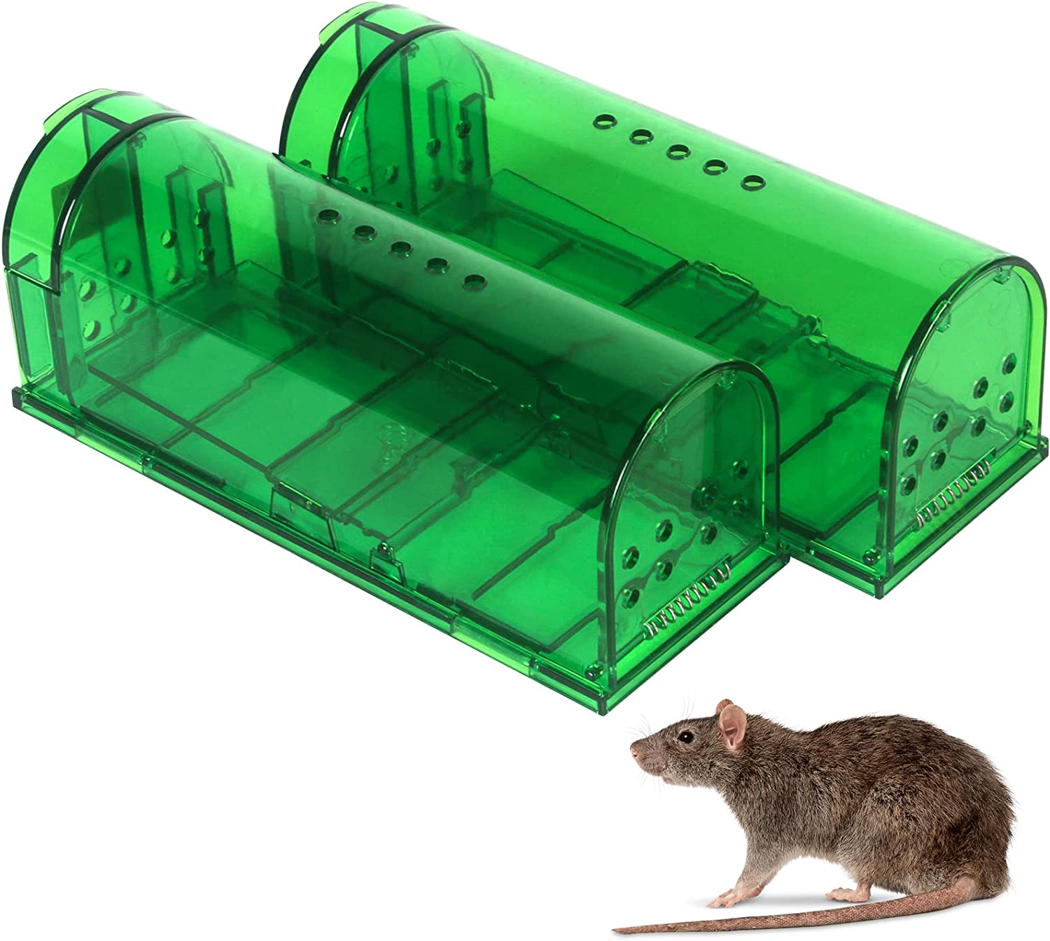 2 Pack Mouse Traps Humane Mice Rat Mouse Traps Indoor for Home Catch and Release with NO Kill - Reusable Mouse Trap for Small Rodent, Voles, Hamsters, Moles Catcher That Works - Small image number 1