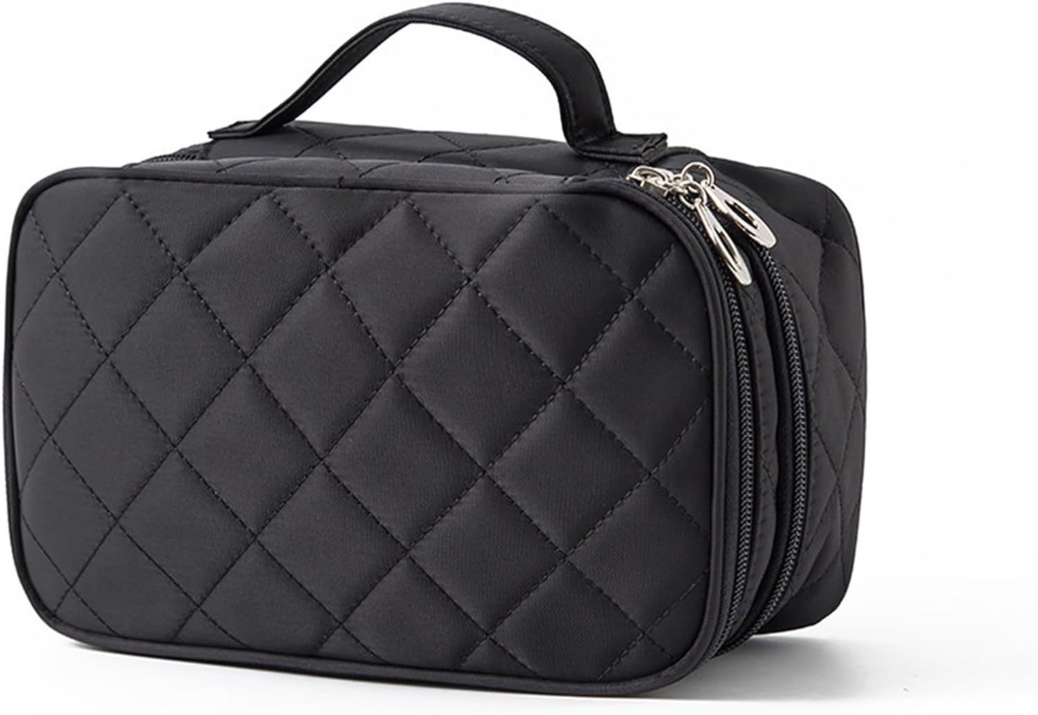 Leberna Makeup Bag Organizer for Women, Travel Cosmetic Bag Waterproof with Brush Compartment and Mirror Portable Double Layers Large Capacity Make up Case image number 3