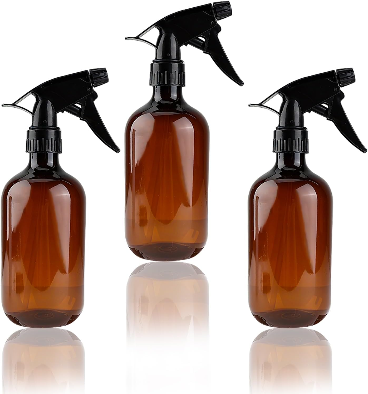 3 Pcs Empty Amber Spray Bottles 500Ml Refillable Amber Spray Bottles with Adjustable Nozzle, Premium Dark Spray Bottle for Disinfectants, Gardening, Pet Care & Cleaning Solutions with Leak