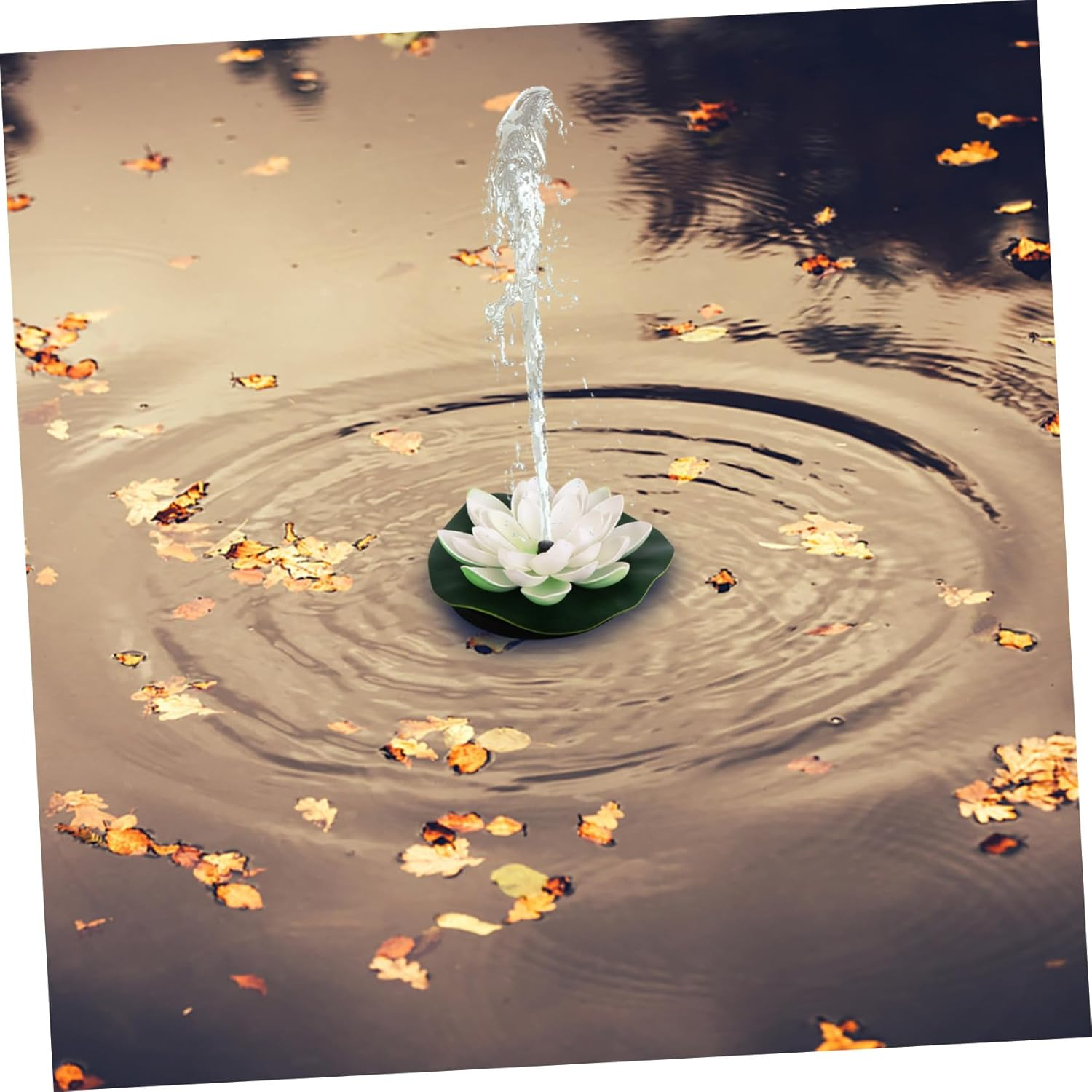 Luxshiny Solar-Powered Floating Lotus Fountain White for Garden Fish Tank Automatic Water Circulation Pump No Battery Needed Outdoor Landscape Decor for Oxygenation image number 2