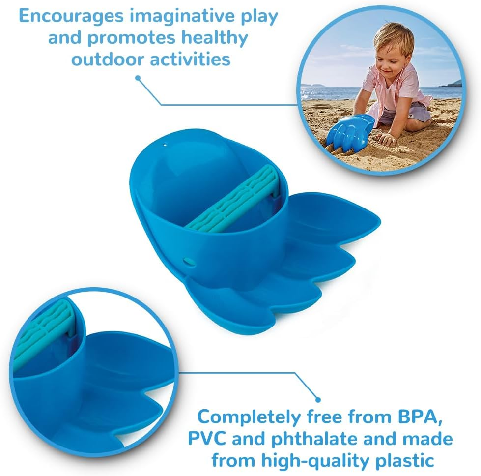 Hape Sand Scoop Power Paw for Kids - Blue Beach Toy Claw for Digging - Hand-Operated Sand and Beach Play Tool for Toddlers - Red image number 1