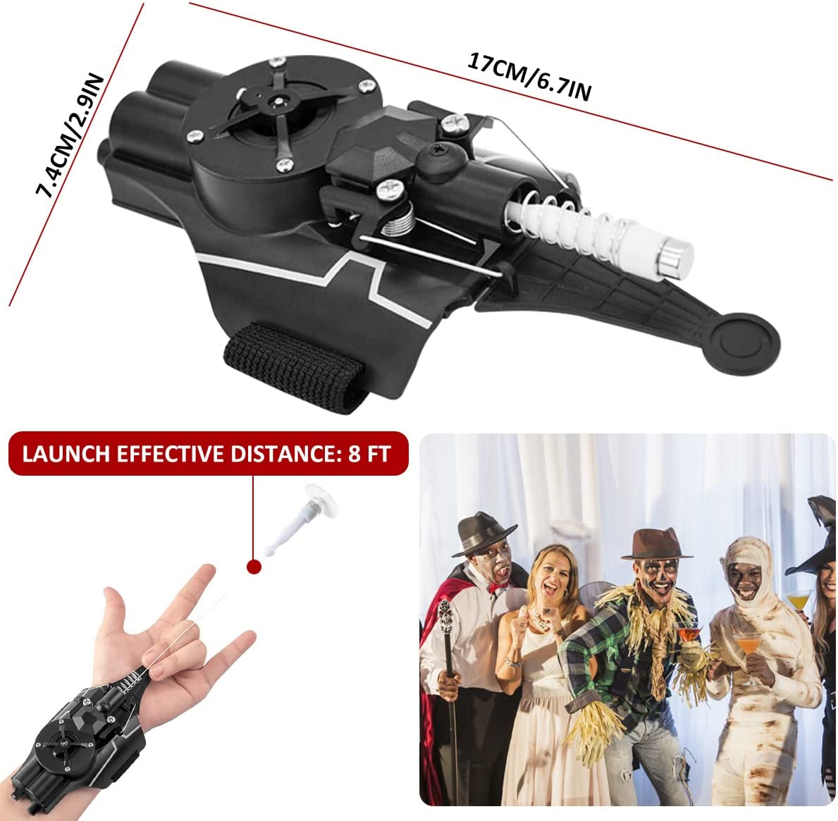 Web Launcher Toy, Newly Upgraded Web Shooters for Kids Gift, Rechargeable Portable Spider Launcher Toy, Silk Spider String Launcher Game for Cosplay (Black) image number 4