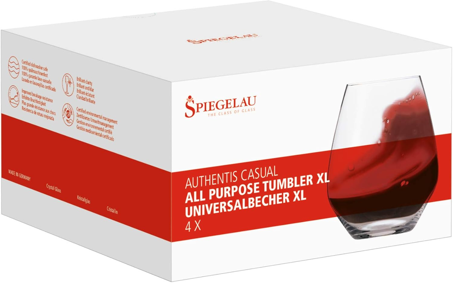 Spiegelau Authentis Casual All Purpose Tumbler, XL, Clear &ndash; Elegant Crystal Drinkware for Wine, Cocktails & Beverages &ndash; Machine-Made, Durable & Dishwasher Safe &ndash; 625 Ml Capacity (Pack of 4) image number 6