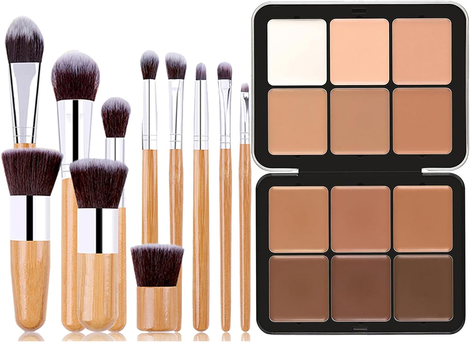 Joyeee Color Correcting Concealer Palette, Contouring Foundation Creamy Contour Multi-Palette with 8 Makeup Brush Set for Foundation Powder Concealers Eyeshadows Blush Makeup, Vegan, Cruelty Free