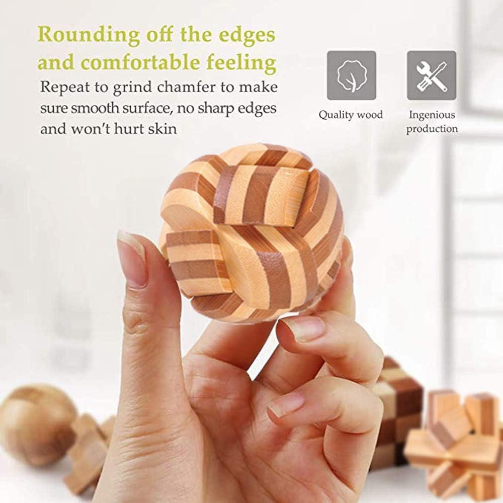 Brain Teasers Wooden and Metal Wire Puzzles 22Pcs Unlock Interlock 3D Brain Puzzle Games IQ Test Toys for Kids Adults image number 4