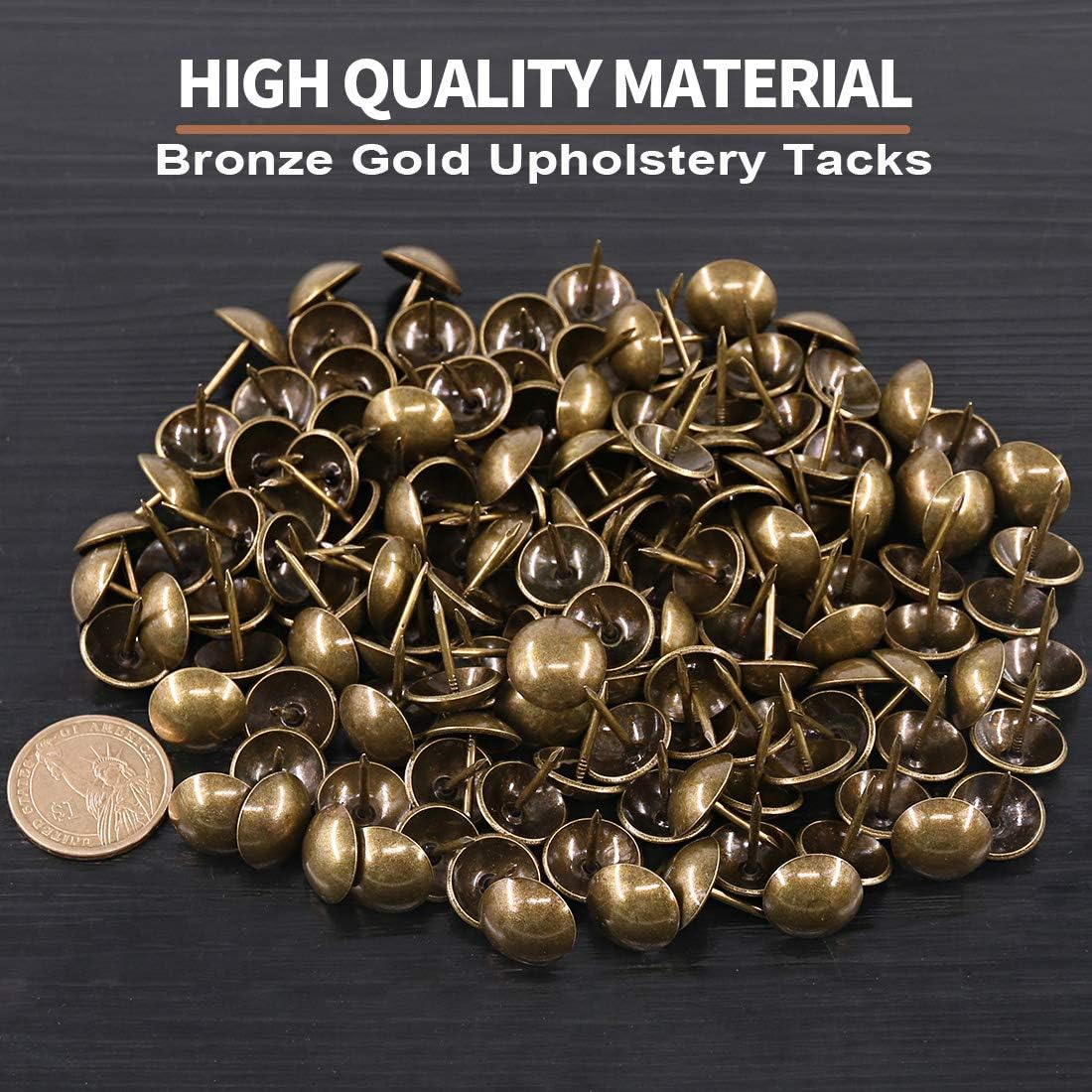 Keadic Antique Upholstery Tacks Furniture Nails Pins Assortment Kit for Upholstered Furniture Cork Board or DIY Projects - Bronze image number 6