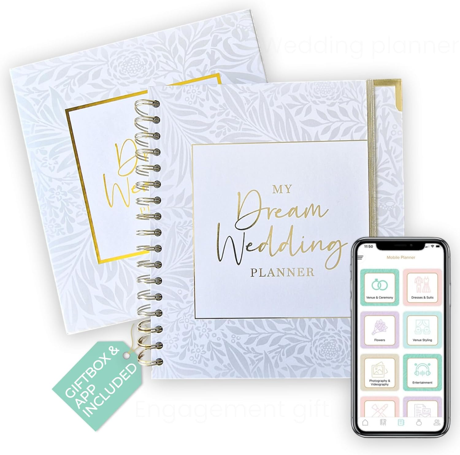 Award Winning 2025 | Luxury White & Gold UK Wedding Planner Book Organiser | Engagement Gift for Brides & Grooms | a Beautiful Complete Organiser Diary with Matching Gift Box & Smartphone App image number 4