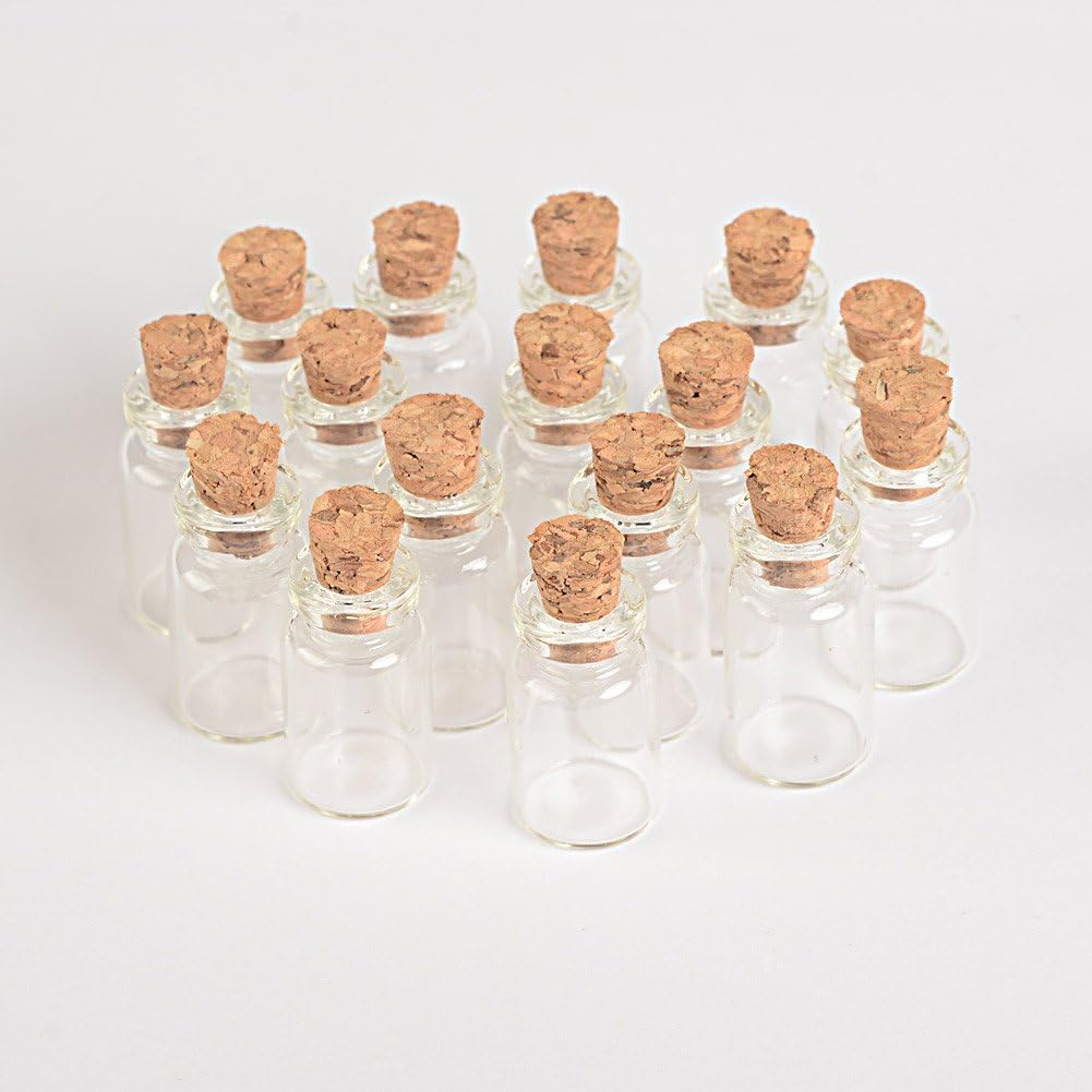 1Ml Mini Glass Bottles Vials with Cork Empty Tiny Transparent Bottle Jars 100Pcs Glass Bottles with Cork Stopper image number 2