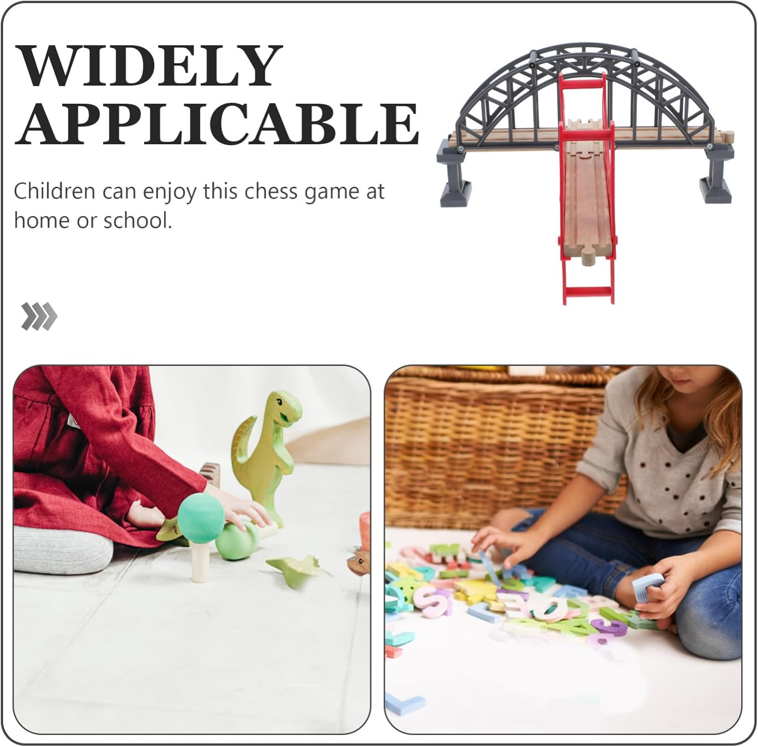 TOYANDONA Wooden Train Set Accessories, Train Bridge Model, Wooden Train Track Accessories Double Suspension Bridge Set, Compatible with Brio, Toy for Kids Toddlers image number 1