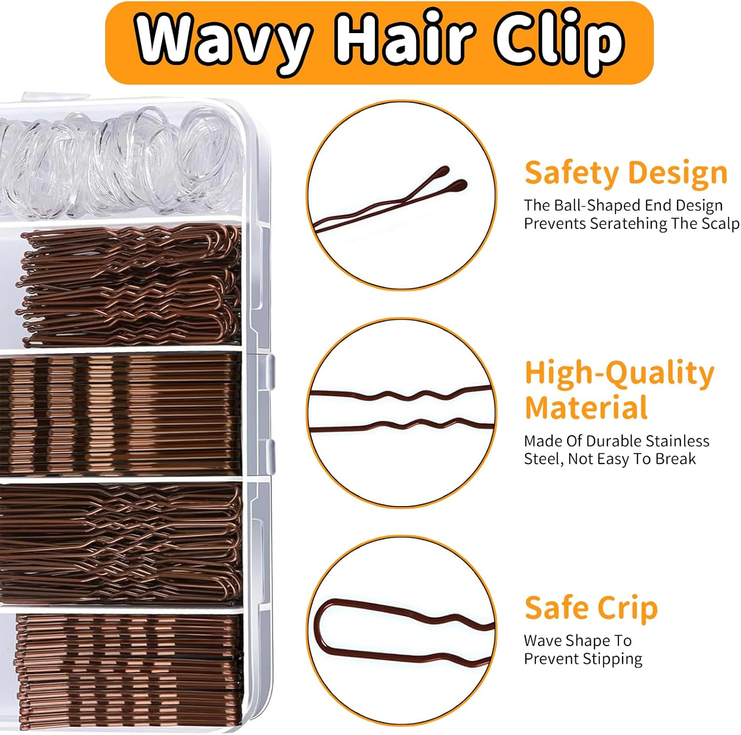 MOLIMOLI Hair Clip Set 300 Pieces, Hair Accessories & Hair Pins with Box: 200 Bobby Pins Hair (2-2.75 Inches) + 100 Hair Bobbles, Invisible Hair Clips for Women image number 4