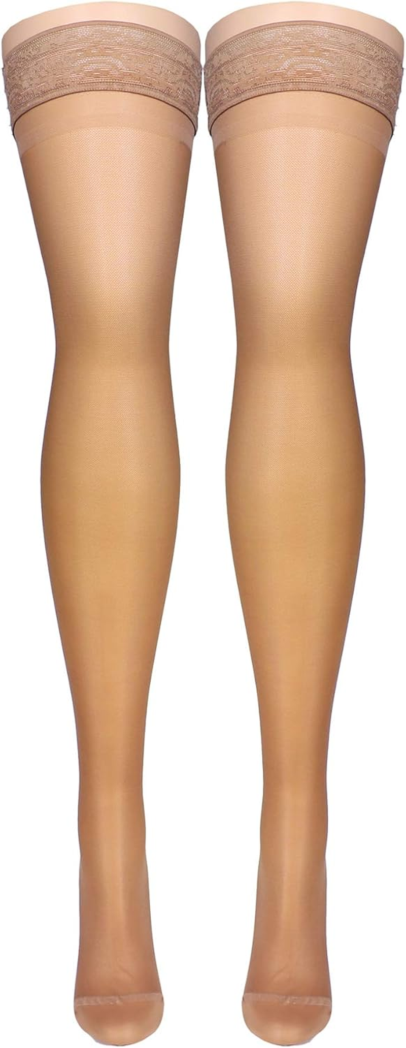 Truform Sheer Compression Stockings, 15-20 Mmhg, Women'S Thigh High Length, 20 Denier, Beige, Medium image number 6