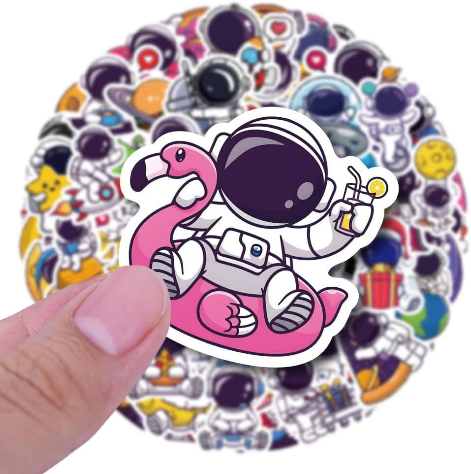 NASA Space Astronaut Sticker, 60 PCS Cool Astronaut Vinyl Sticker for Water Bottle Laptop Helmet Skateboard Scrapbook Bumper Bicycle, Gifts for Kids Teens Adults DIY Decorations image number 6