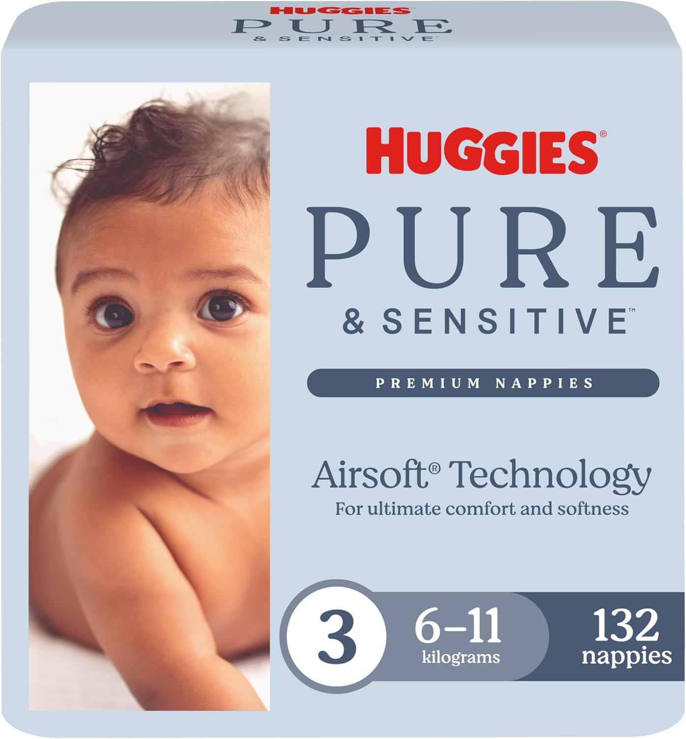 Huggies Pure & Sensitive Nappies, Size 3/6-11 Kg (Pack of 136) image number 3
