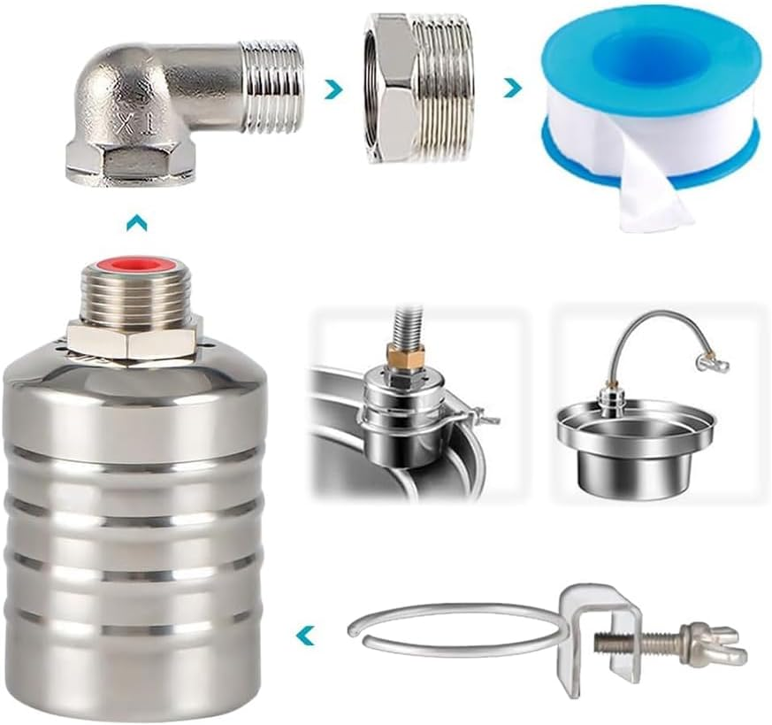 Aswalling Float Valve,1/2 Inch to 3/4 Inch Water Float Valve,304 Stainless Steel Fully Automatic Water Level Control Float Valve image number 3