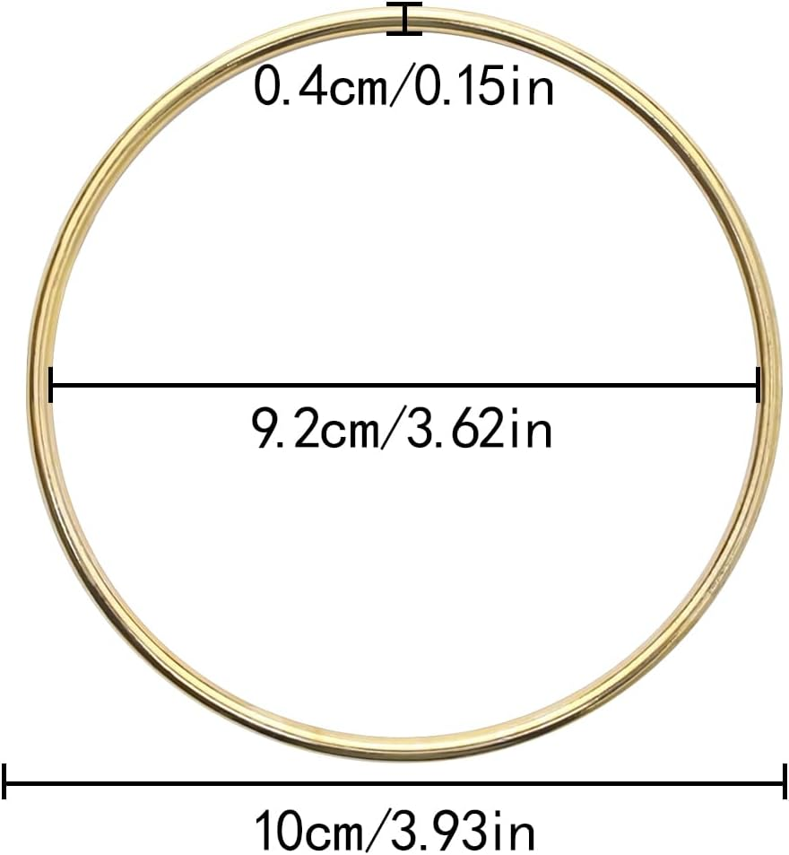 WELANE Dream Catcher Hoops, 8 PCS Gold Metal round Wreath Ring for Making Wedding Wreath, Dream Catcher, Wall Hanging Crafts (10Cm X 4Mm)