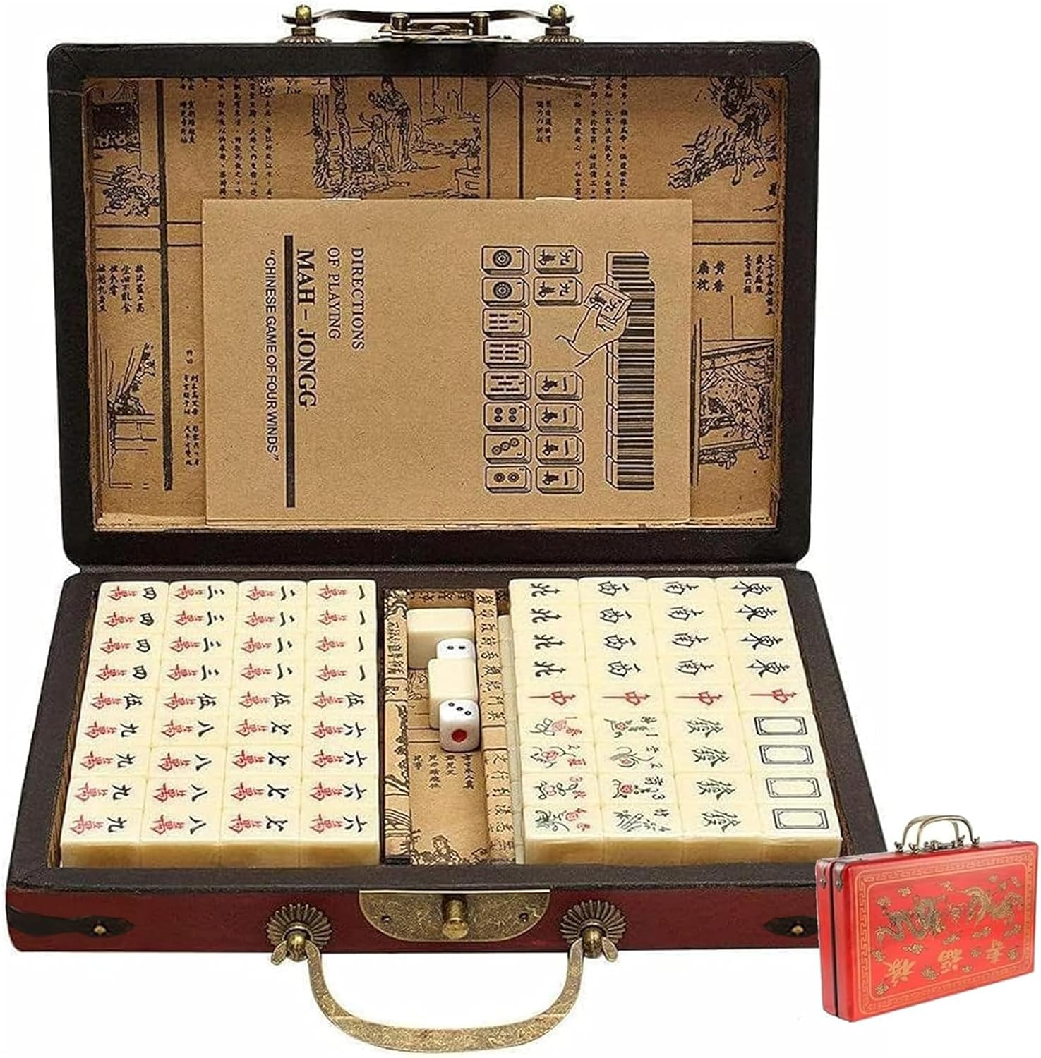 Chinese Traditional Mahjong Game Set, 144 PCS Mahjong Tile Set for Travel Family Party Game image number 2