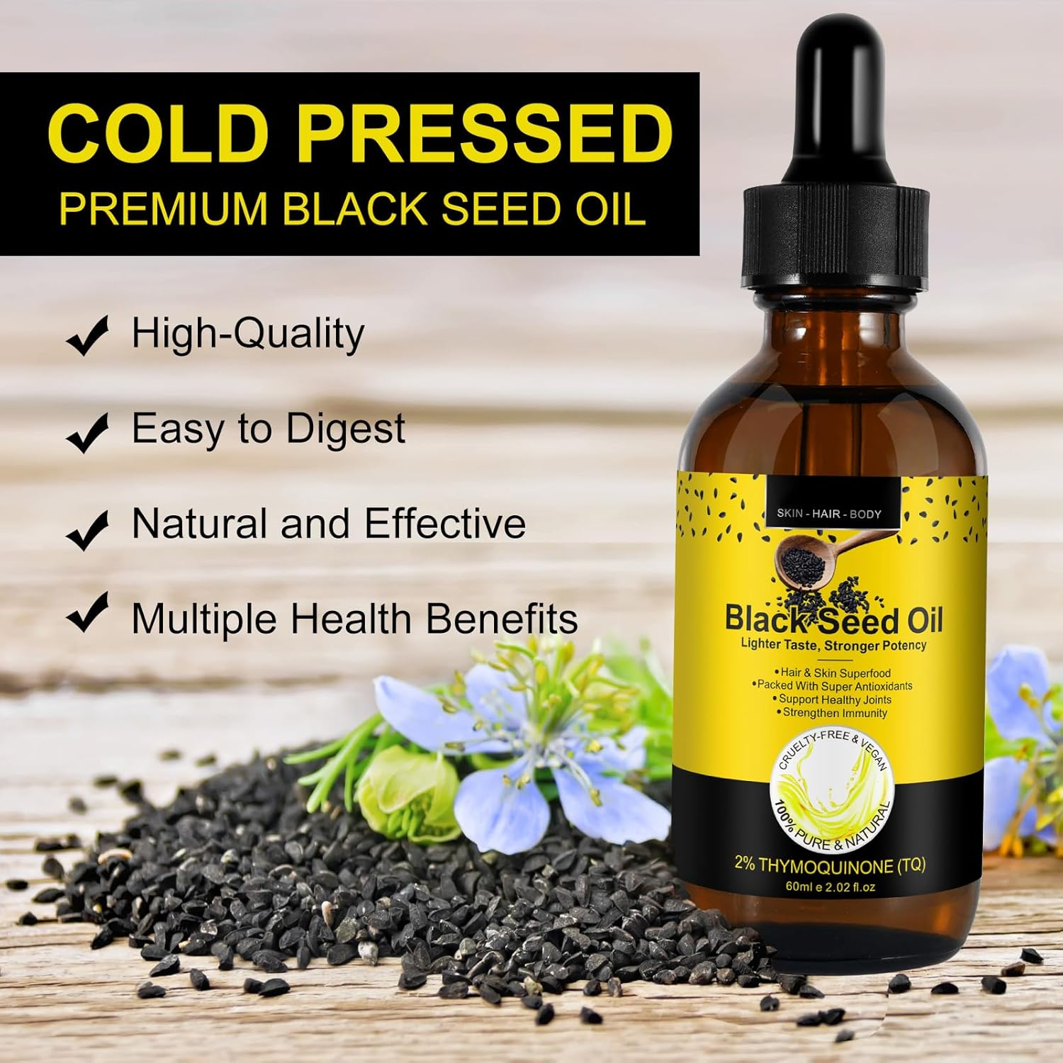 EQEIYICS Organic Castor Oil, Jamaican Black Castor Oil Seed Oil (Black Seed Oil) image number 6