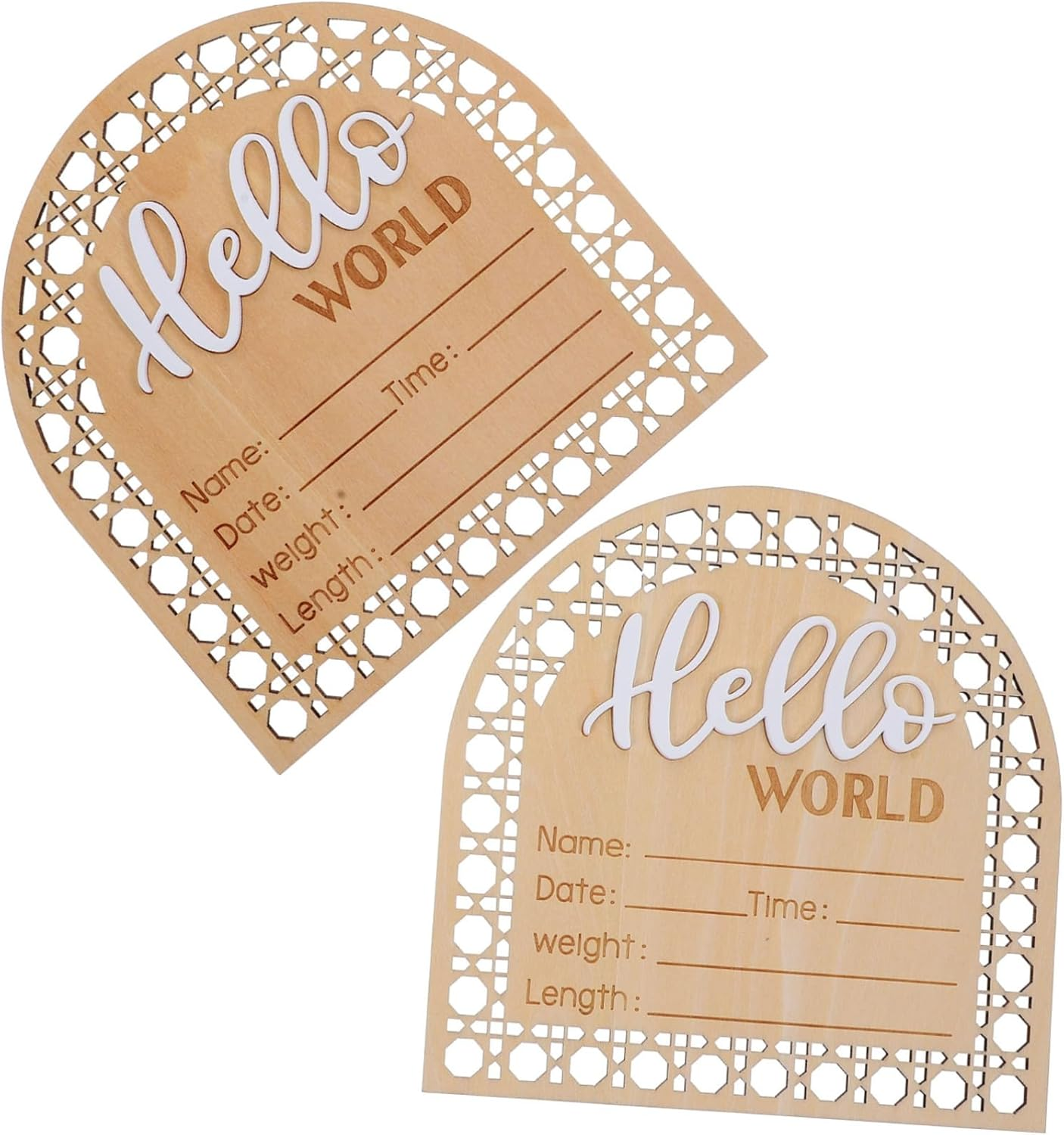 Wooden Baby Name Announcement Sign for Newborns Birth Announcement Board for Nursery 2Pcs Set image number 4