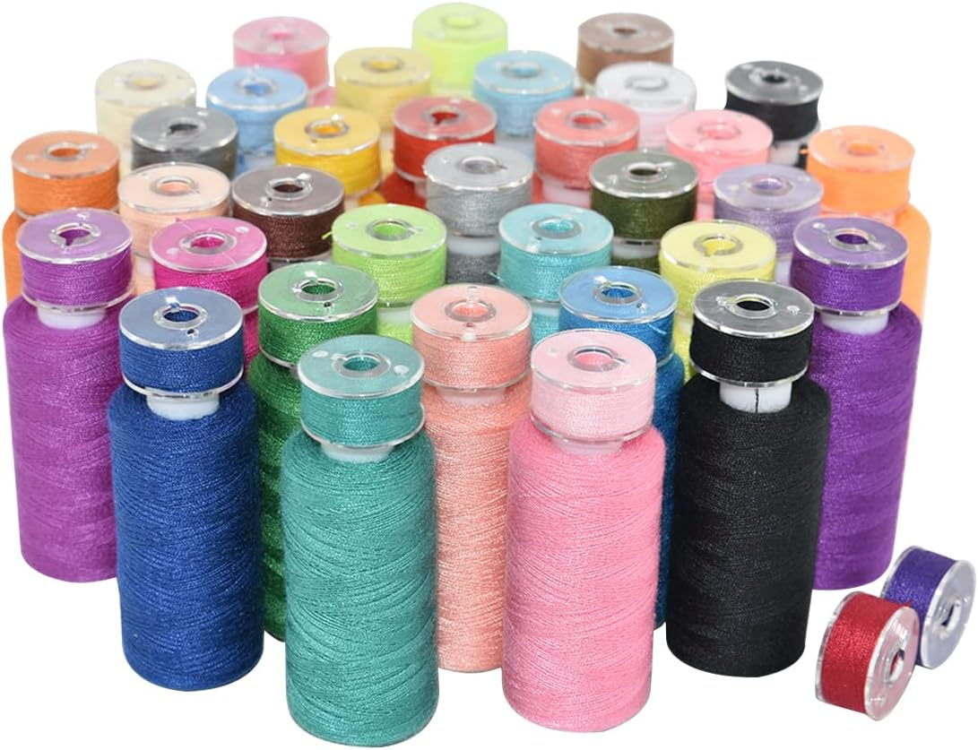 72Pcs 36 Colors Sewing Thread Set with Matching Prewound Bobbin Threads and Case, 550 Yards per Polyester Thread, Popular Colors for Hand & Machine Sewing image number 2