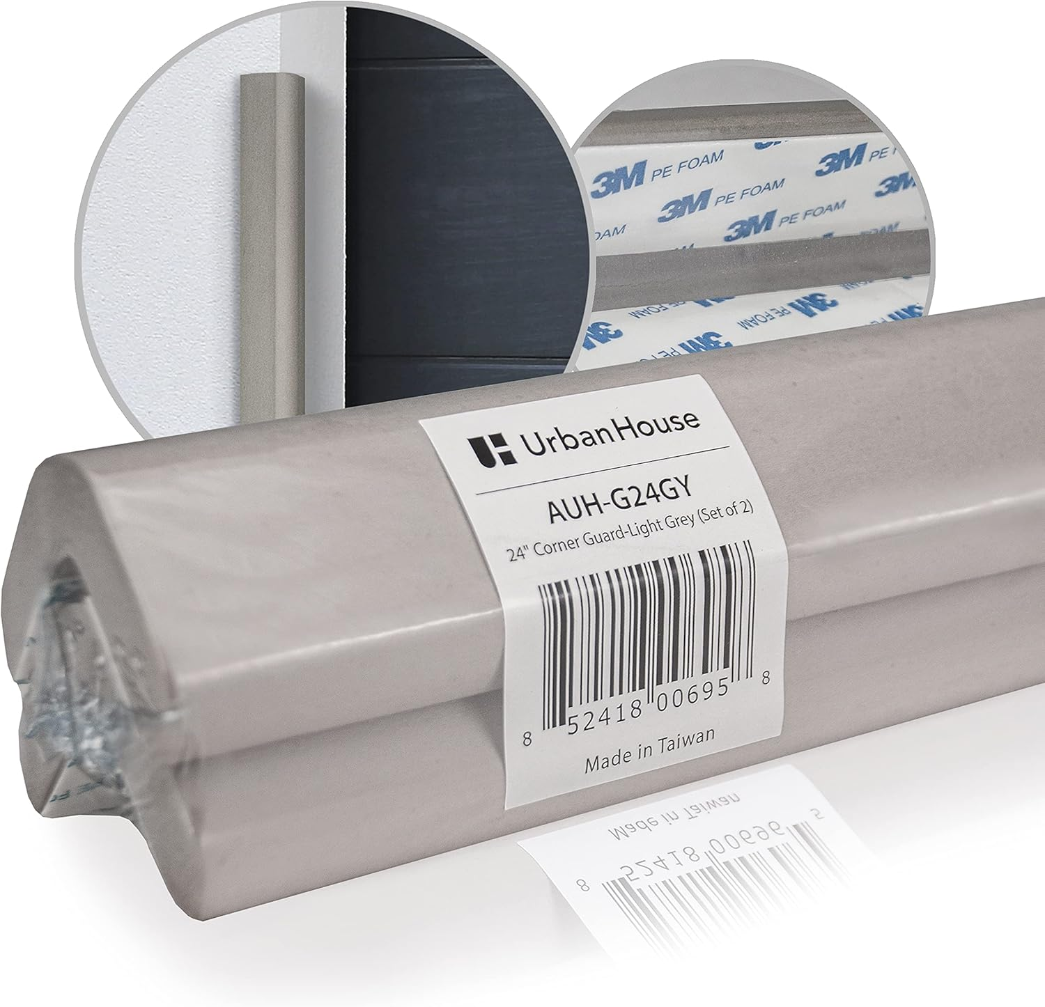 Urban House (2-Pack) High-Density Corner Guard Edge Protector & Bumper for Parking Garages, Workshops, Baby Proofing Walls and Furniture - Neutral Grey, 24 Inches. image number 5