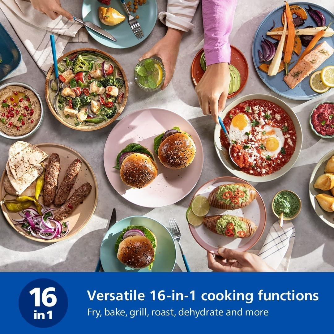 Philips Airfryer 3000 Series 7.2L, Cooking Window, 16-In-1 Airfryer, Rapidair plus Technology, Fat Removal, Homeid Recipe App, Easy to Clean (NA342/00)