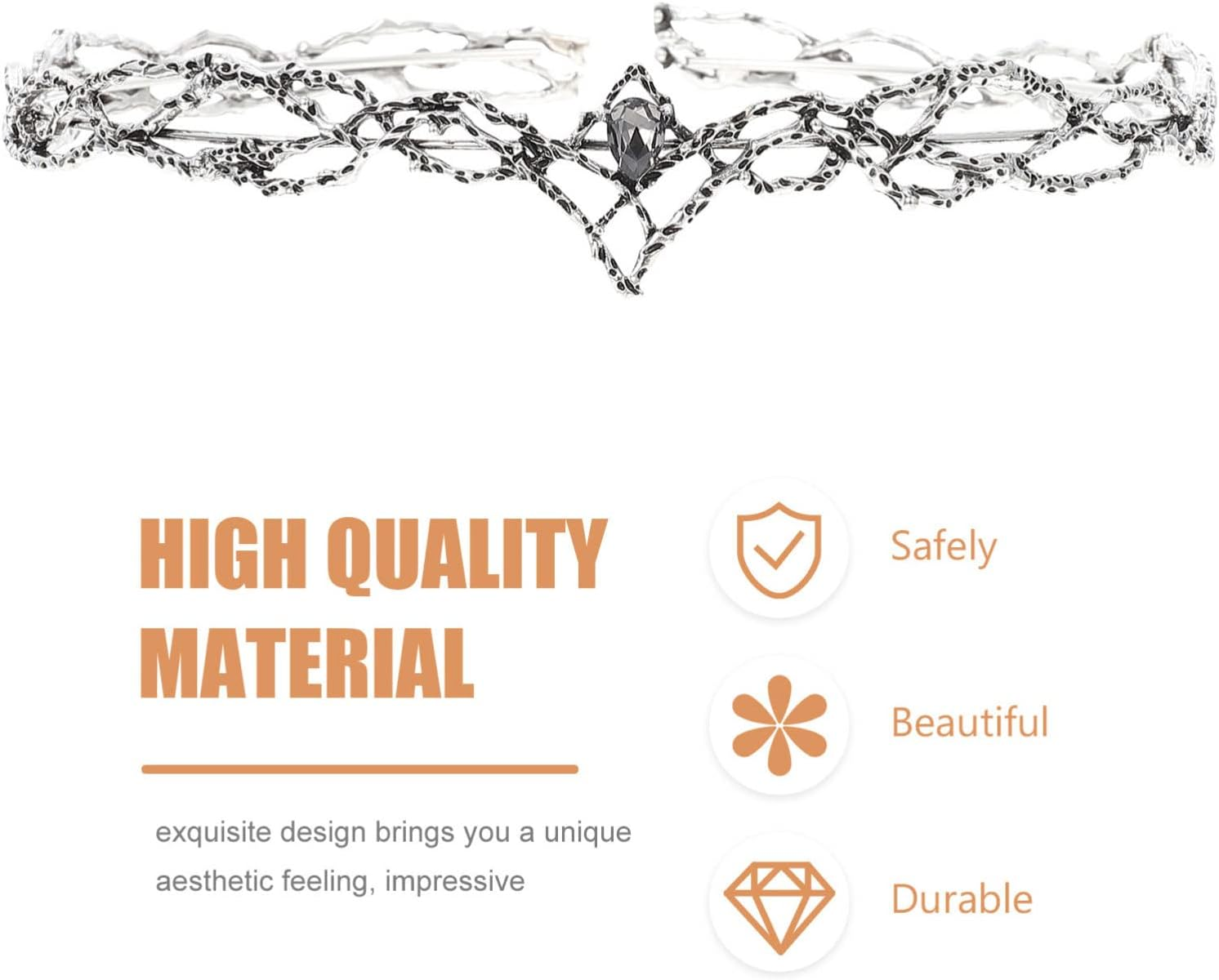 SOLUSTRE Elf Crown Vintage Rhinestone Tiaras Crown Fairy Crystal Headpiece Alloy Male Crown Headband for Birthday Cosplay Party Prom Halloween Accessories image number 2