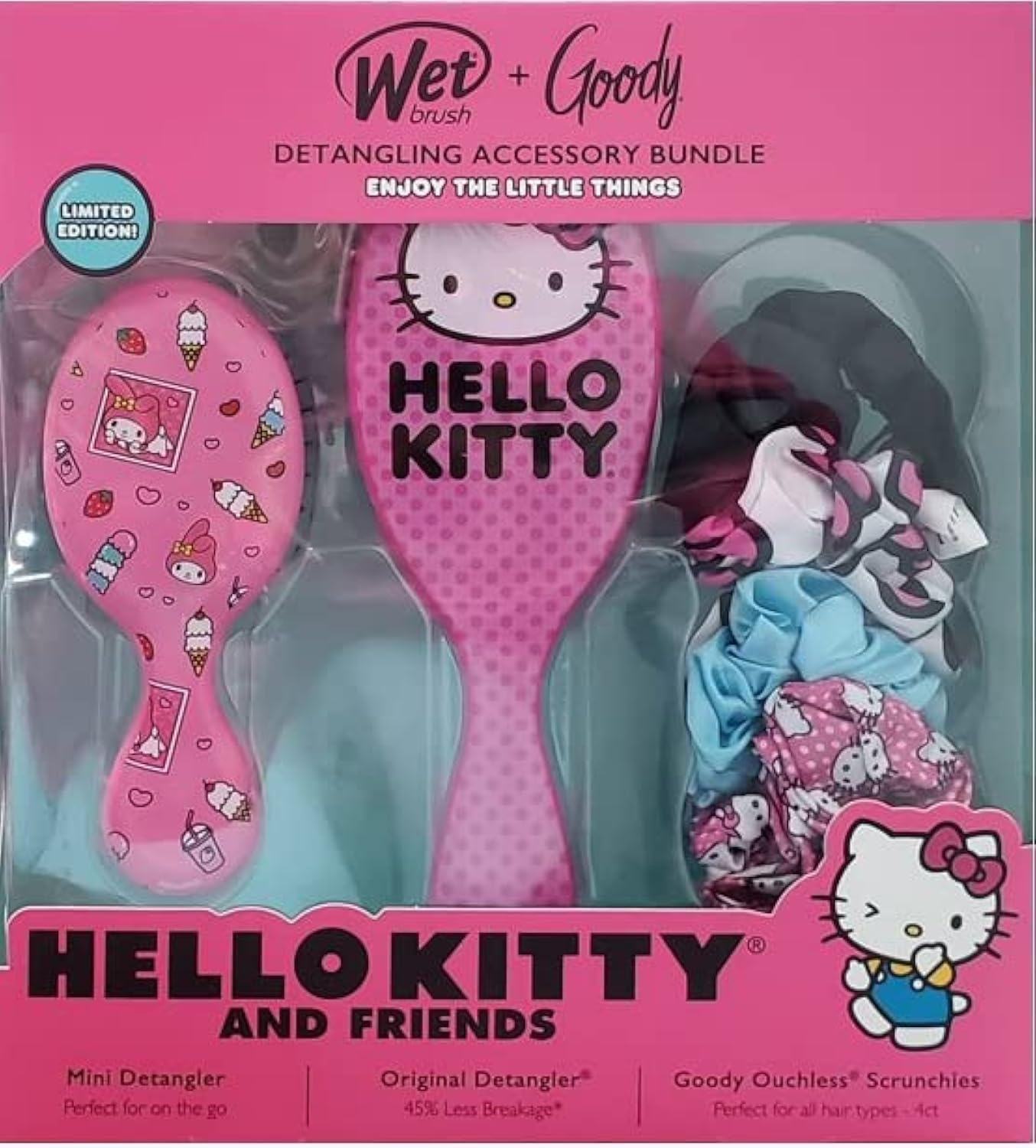 Wet Brush + Goody Detangling Accessory Bundle Hello Kitty and Friends Scrunchies Set Kit (1632833), 1.0 Ounce image number 2