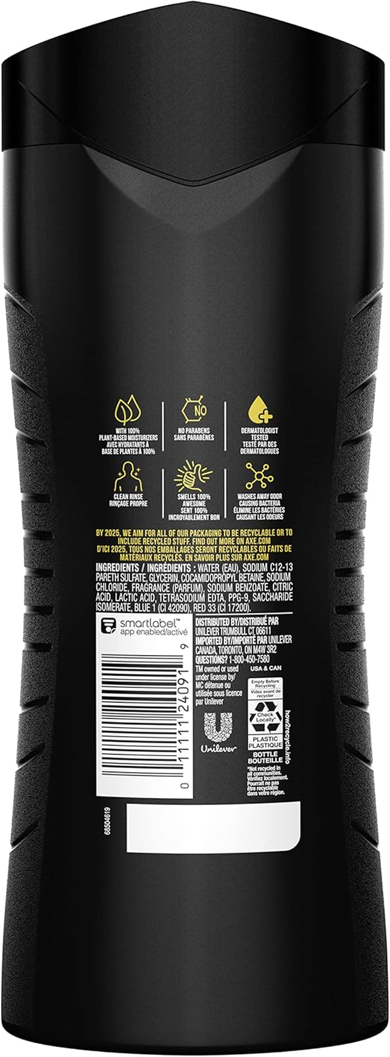 AXE Body Wash 4 Count 12H Refreshing Scent Excite Crisp Coconut & Black Pepper Men'S Body Wash with 100% Plant-Based Moisturizers 16 Oz image number 3