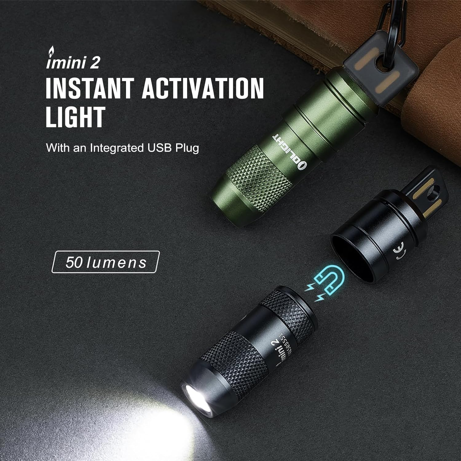OLIGHT IMINI 2 EDC Rechargeable Keychain Flashlight, Portable 50 Lumens Compact Mini Light,Led Keyring Torch with Built-In Battery for Everyday Carry and Emergencies (OD Green) image number 1