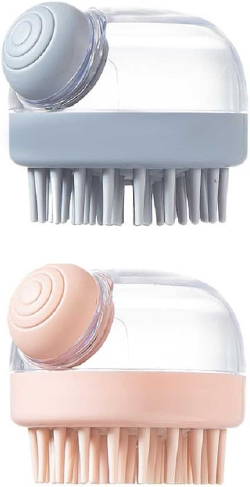 Dog Bath Scrubber Brush, Pet Dog Grooming Massage Shampoo Bath Brush with Soap and Shampoo Dispenser Soft Silicone Bristle for Long Short Haired Dogs Cats Shower 2 PCS image number 1
