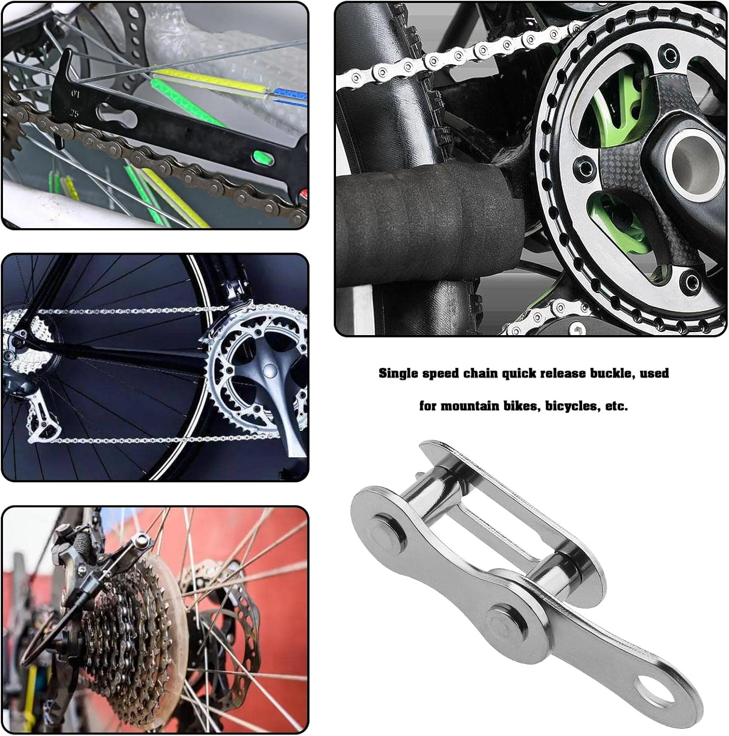 Emagtech 10 Pairs Single Speed Removable Quick Split Chain Link Bicycle Chain Connector Missing Link Jointing Link for Single Speed Chain Carbon Steel