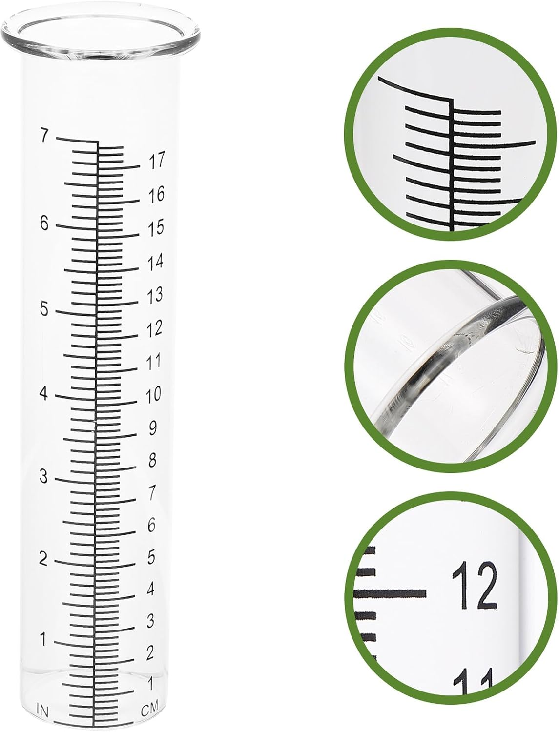 2 Pcs High Borosilicate Glass Rain Gauge Graduated Tubes Outdoor Rain Measuring Container Weather Monitoring Tool for Garden and Farm image number 6