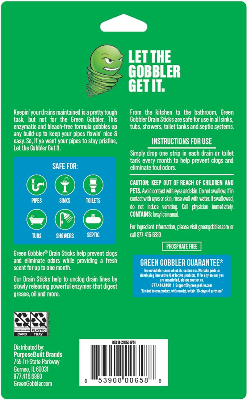 Green Gobbler Bio-Flow Drain Cleaner Strips 12-Pack image number 5