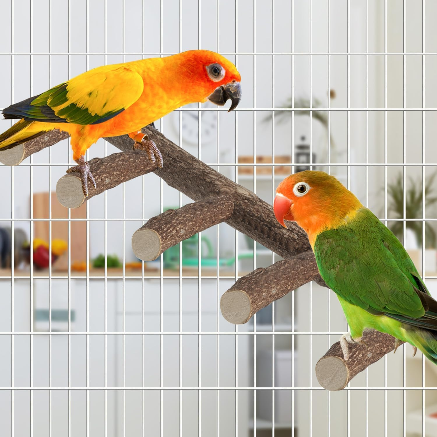 Parrot Wood Stand for Cage, 12.2Inch Length Parrot Perch, Natural Bird Ladder for Small Medium Parrot, Conures, Hamster, Parakeets, Cockatiels image number 3