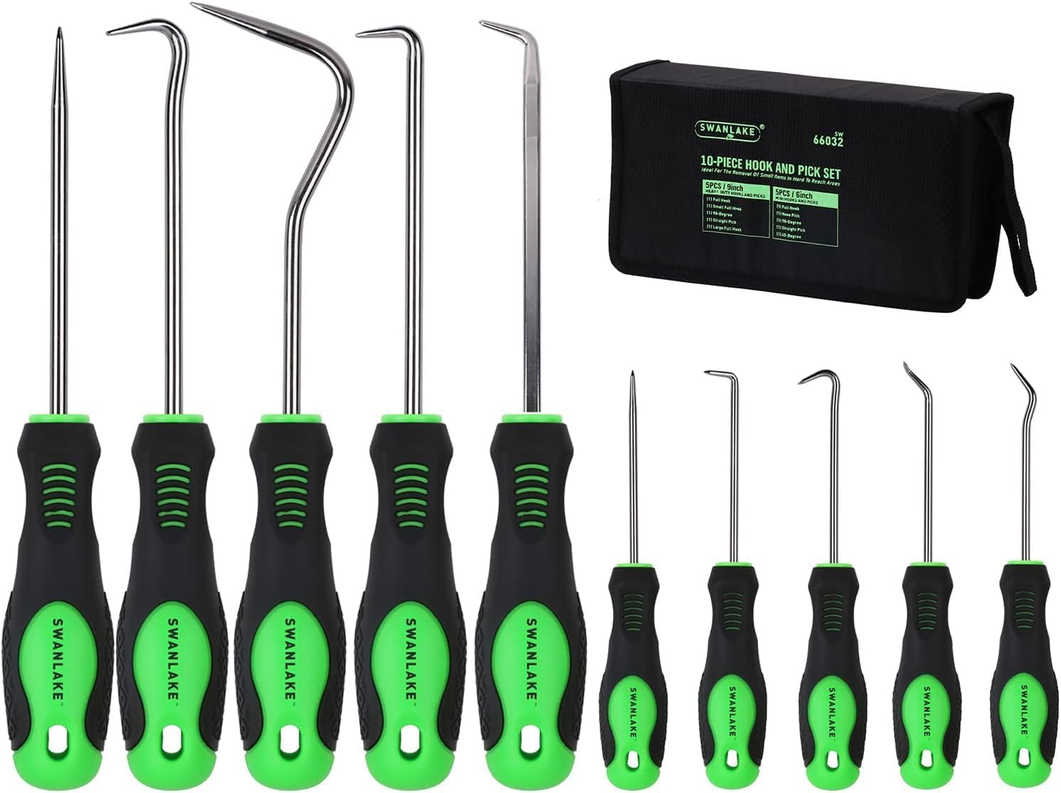 SWANLAKE 10-Piece Pick and Hook Set, Automotive Pick Tool for Car Oil Seal, O-Ring Seal, Gasket Removal Pick Mini Hooks Puller Remover image number 2