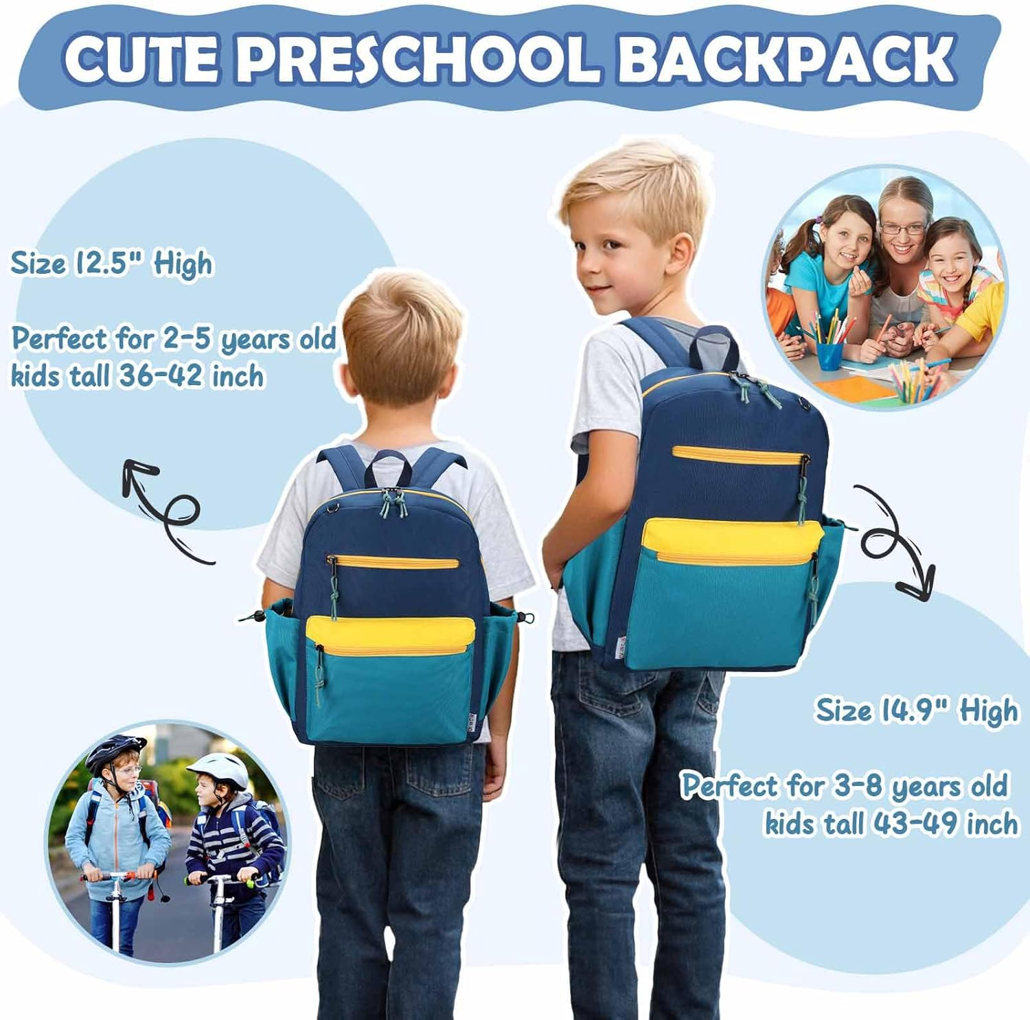 Chase Chic Kids Backpack, Cute School Bag with Security Reflective Strips, Lightweight Toddler Rucksack with Bottler Holder image number 2