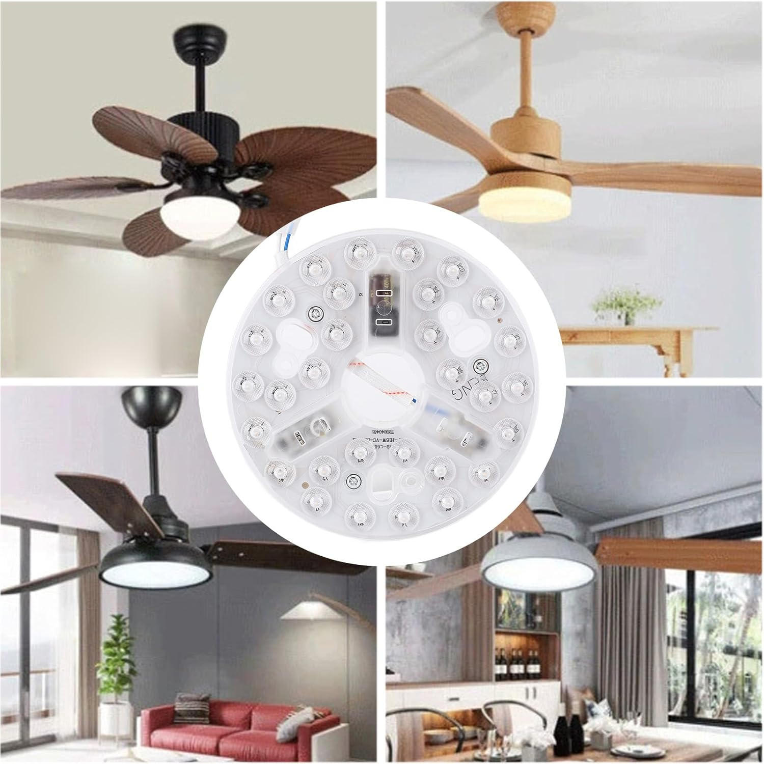 5.3 Inch Ceiling Fan LED Light Replacement, 15W round LED Light Retrofit Kit, 95 to 265V image number 3