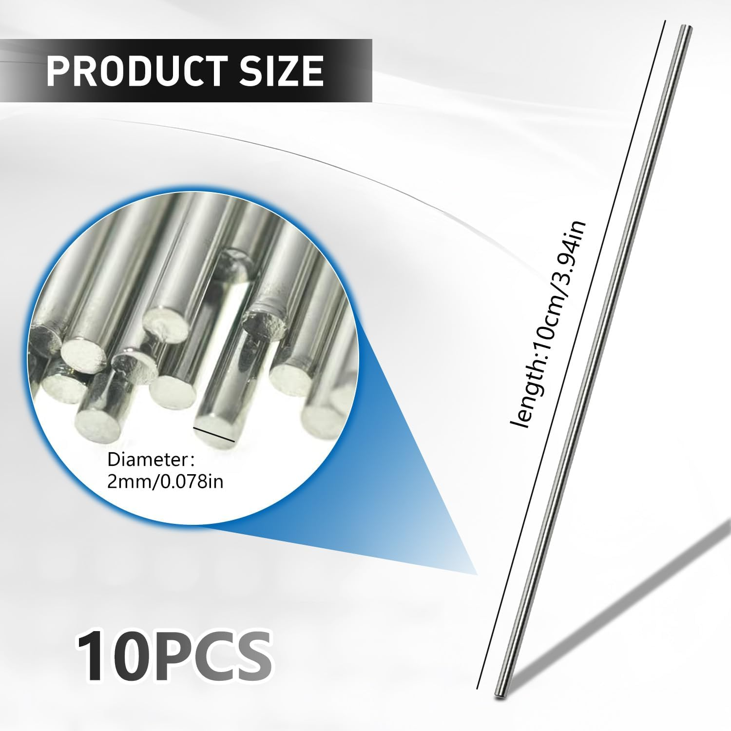 WALWAL Metal round Axles Shaft Rod Straight round Shaft Rod Bars Compatible for DIY Model Toy, DIY Robotics, RC Car, RC Helicopter Airplane, RC Boat