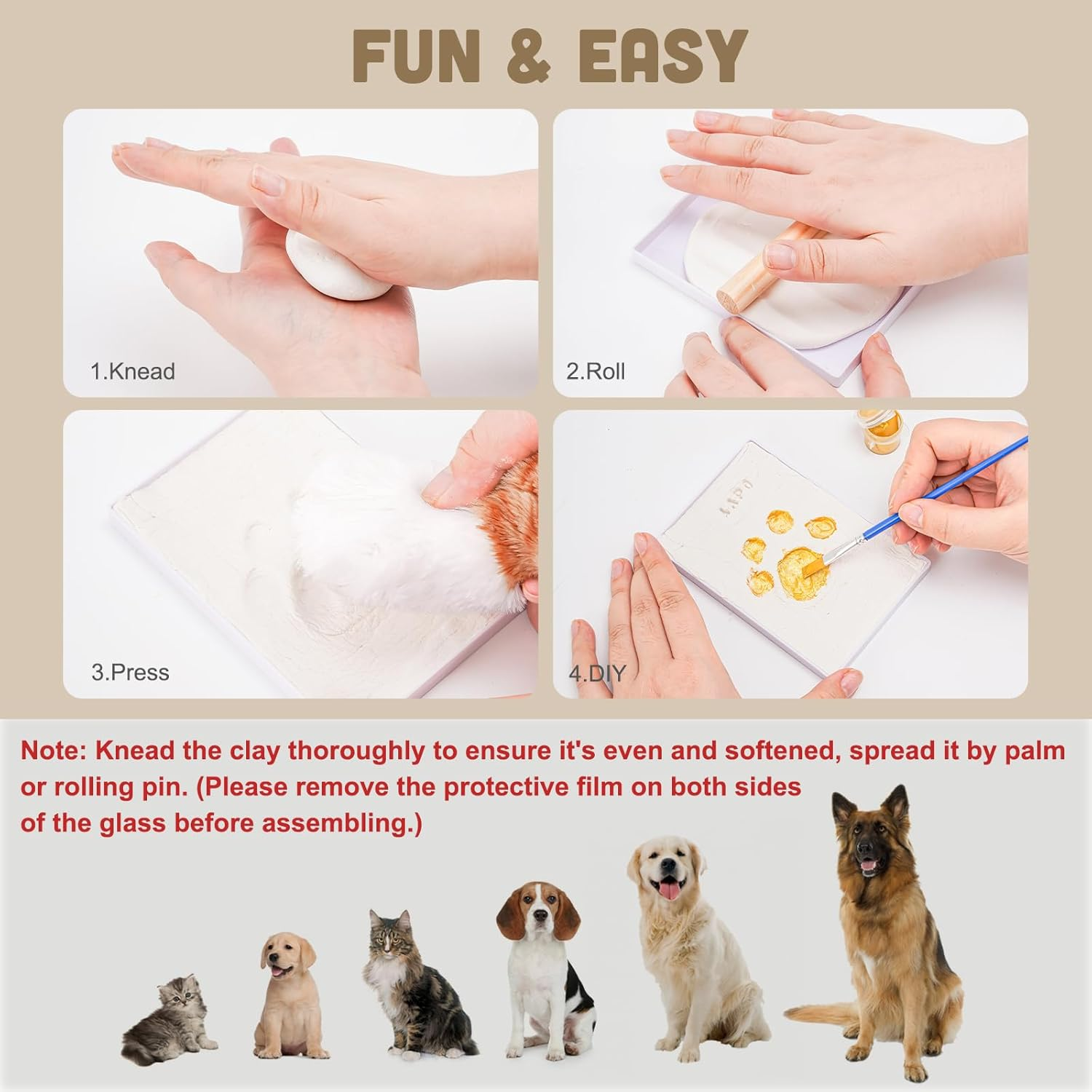 Avont Paw Print Kit with Picture Frame and Imprint Clay, Pawprints Impression Keepsake for Dogs Cats, Memorial Desk Display for Pets -White image number 5