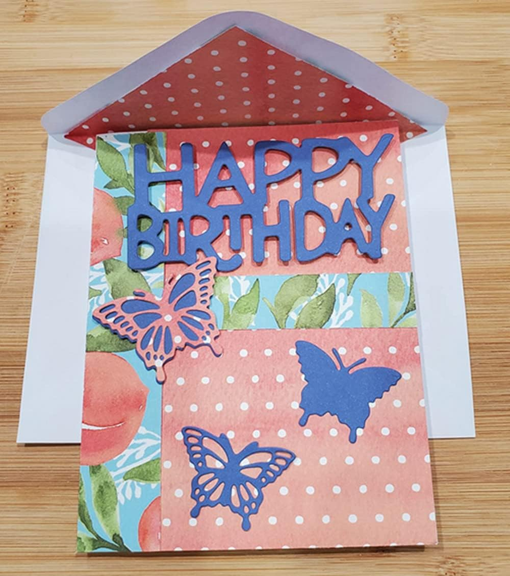 6 Pack Die Cuts for Card Making, Happy Birthday & Butterfly Shapes, Carbon Steel, Card Making Dies image number 3