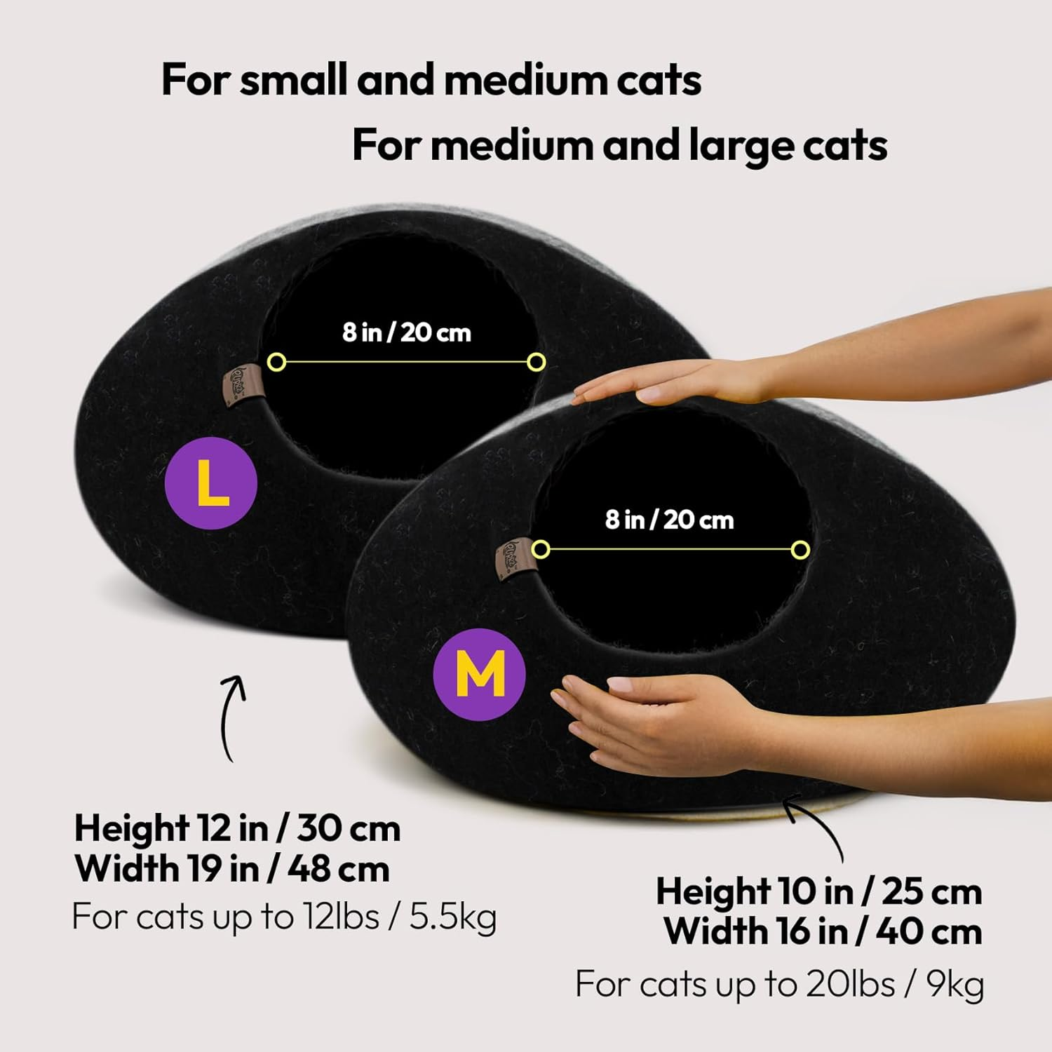 Luxury Cat Cave Bed &ndash; Handmade Merino Wool Felt Hideaway, Vet-Designed Indoor Cat Condo, Hypoallergenic Pet House, Cozy Igloo Bed for Kittens & Cats, Eco-Friendly Modern Pet Furniture