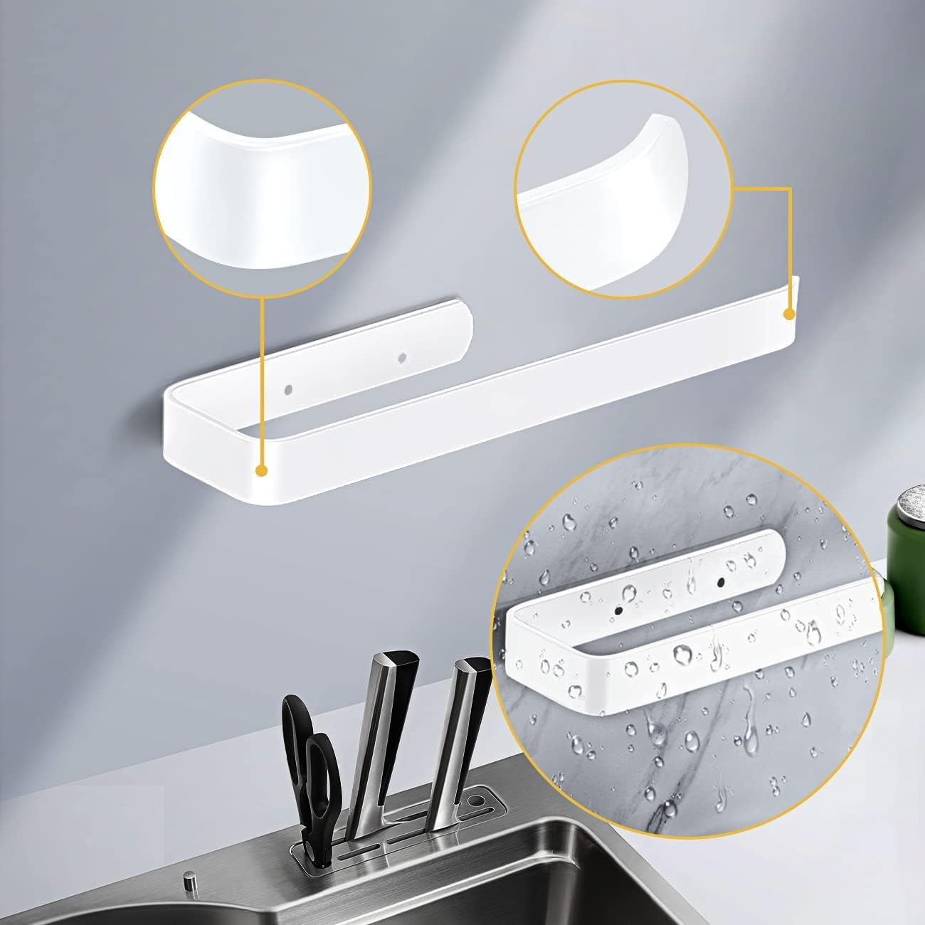 Towel Rail Wall Mounted, Self Adhesive Towel Rail, Aluminum Towel Rack for Bathroom, Kitchen, Toilet, No Drilling Wall Towel Rack image number 4