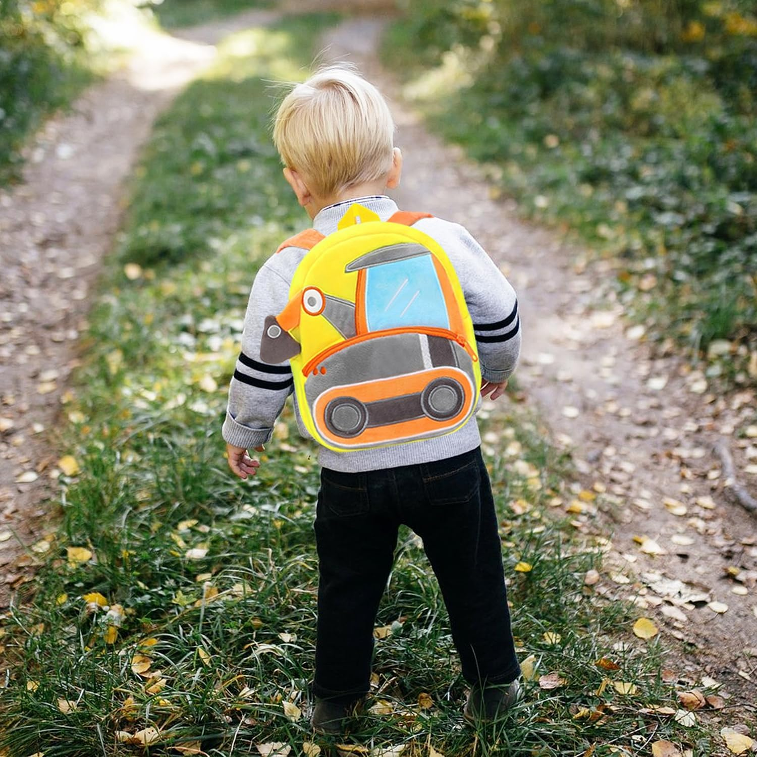 KOMUNJ Toddler Backpack, Digger Backpack, Nursery Backpack, Cartoon Children'S Backpack, Animal Cartoon Mini Bag, Plush Children'S Backpack, for Baby 1-5 Years, Multicoloured, One Size image number 4