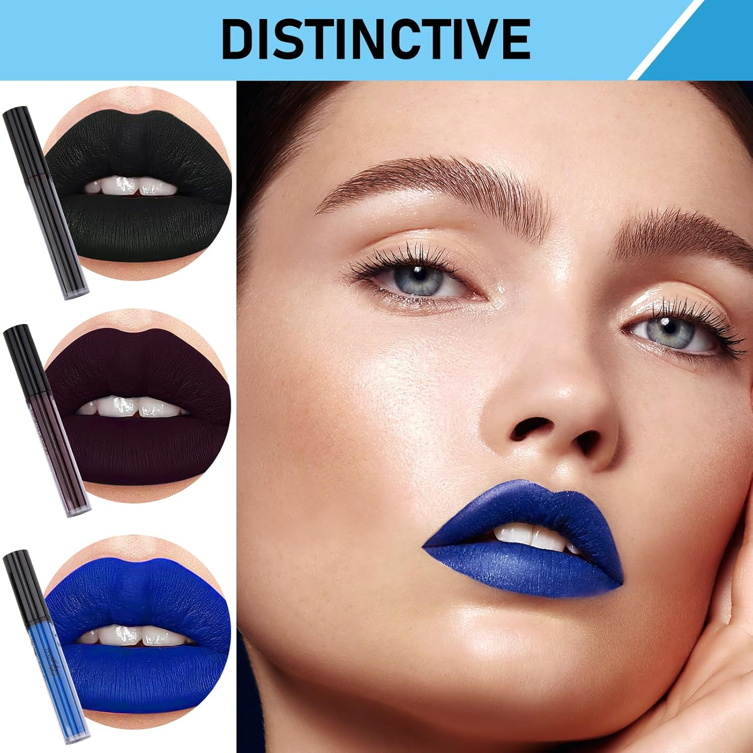 3 Colors Matte Liquid Lipstick Sets, Halloween Lipstick, Lipsticks for Women Wear Non-Stick Cup Not Fade Waterproof for Party, Masquerade, Cosplay, Christmas, Halloween image number 6
